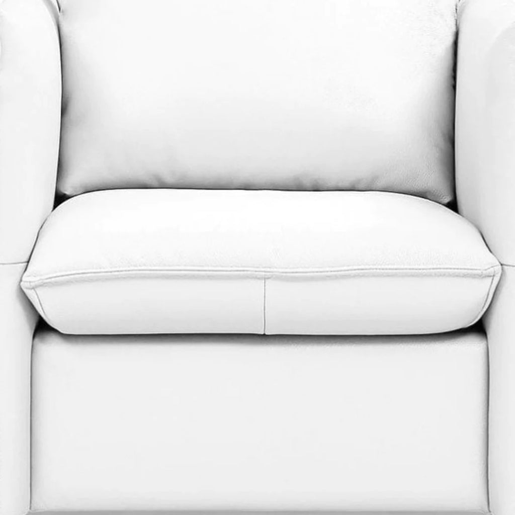 White Genuine Leather Swivel Accent Chair B168