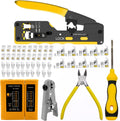 rj45 Crimp Tool Kit with Cat7 Shielded Connectors and Network Tester K36674