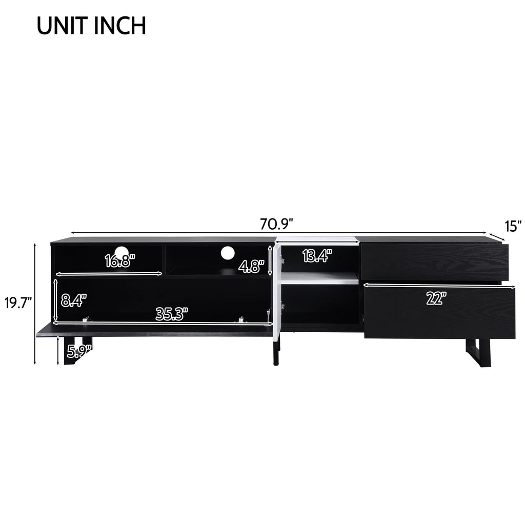 Black TV Stand with Double Storage Space Z703