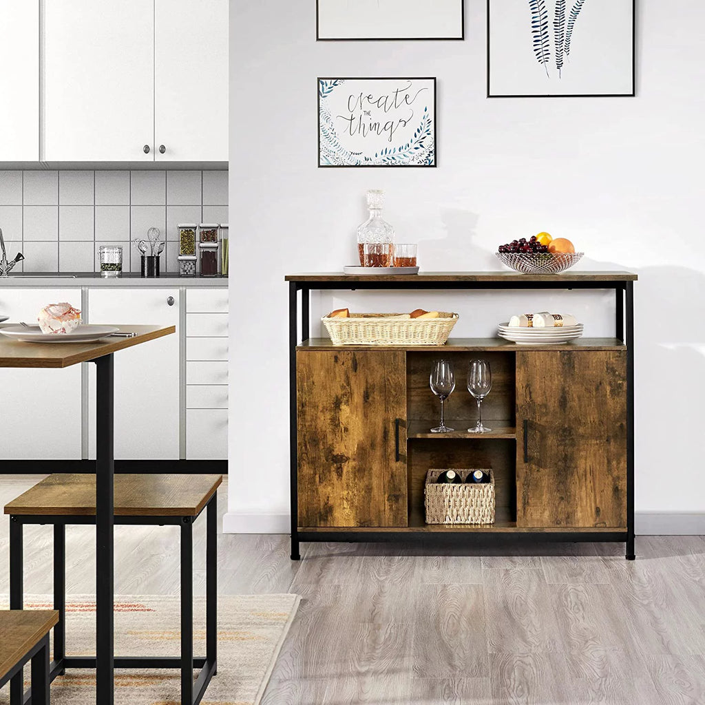 Rustic Brown Sideboard with Two Doors and Adjustable Shelves G8036