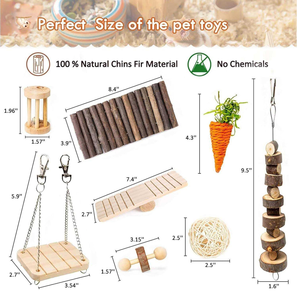Hamster Chew Toys Set Small Animal Molar Teeth Care Wooden Accessories Z133058