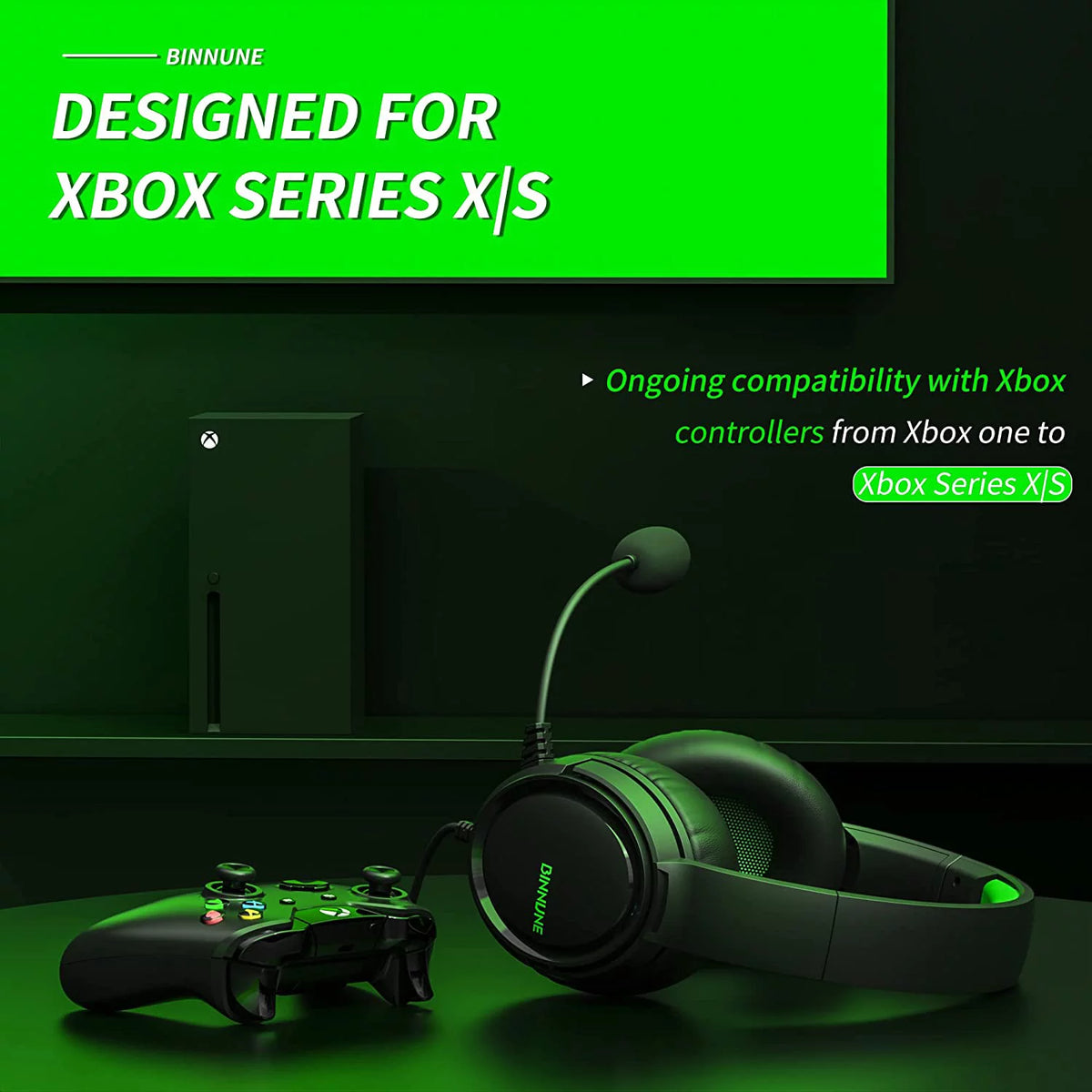 Green Gaming Headset with Microphone O79556