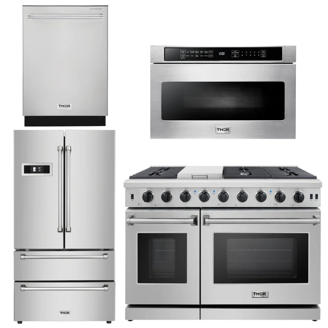 48 in. Propane Gas Range, Dishwasher, Refrigerator, Microwave Drawer I53915