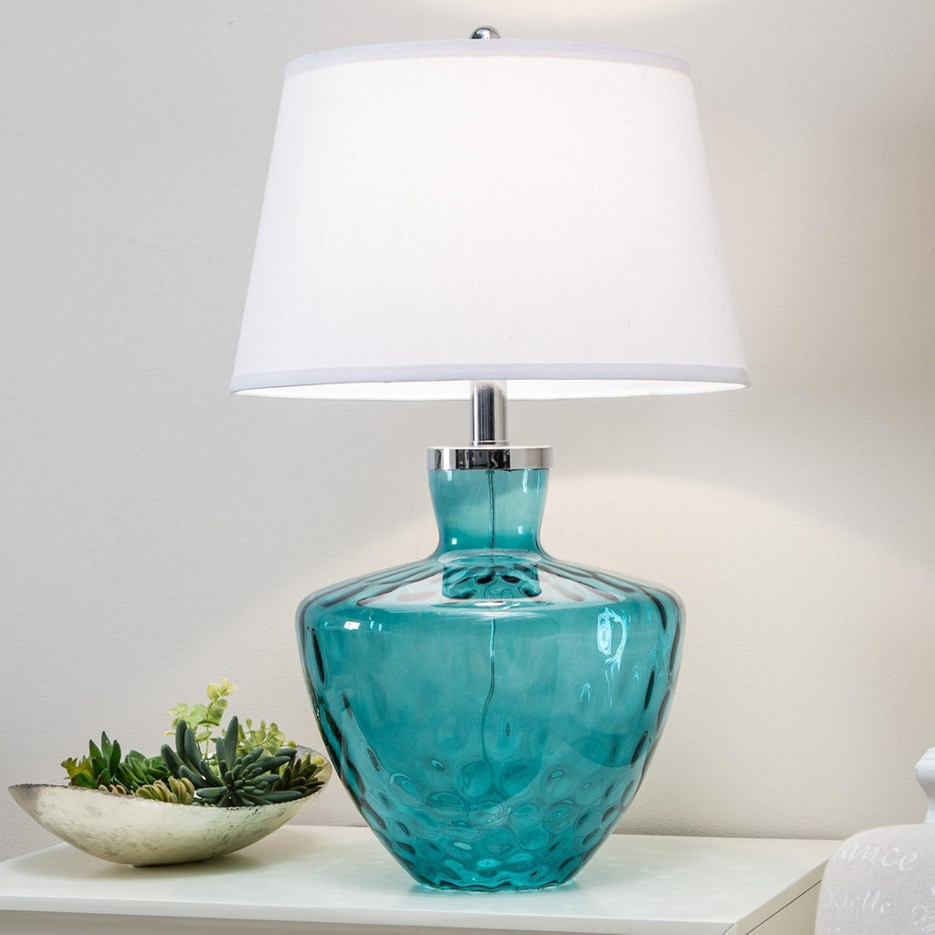 Turquoise Dimpled Glass Table Lamp L6405