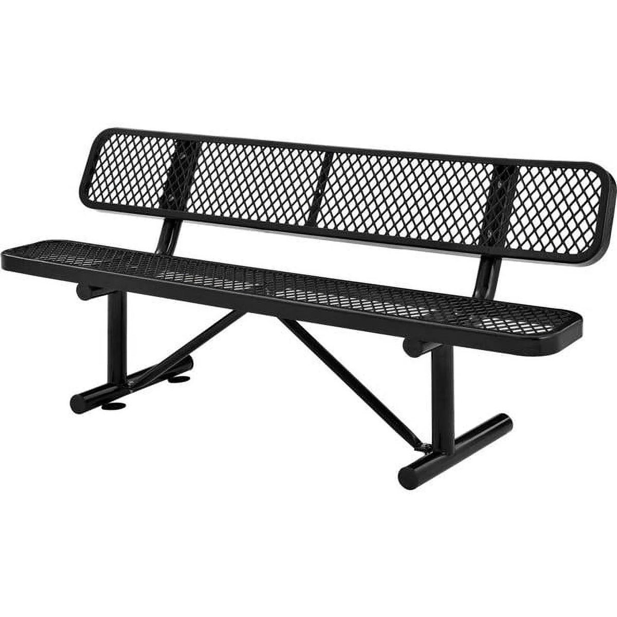 Black Steel Outdoor Bench with Backrest D555425