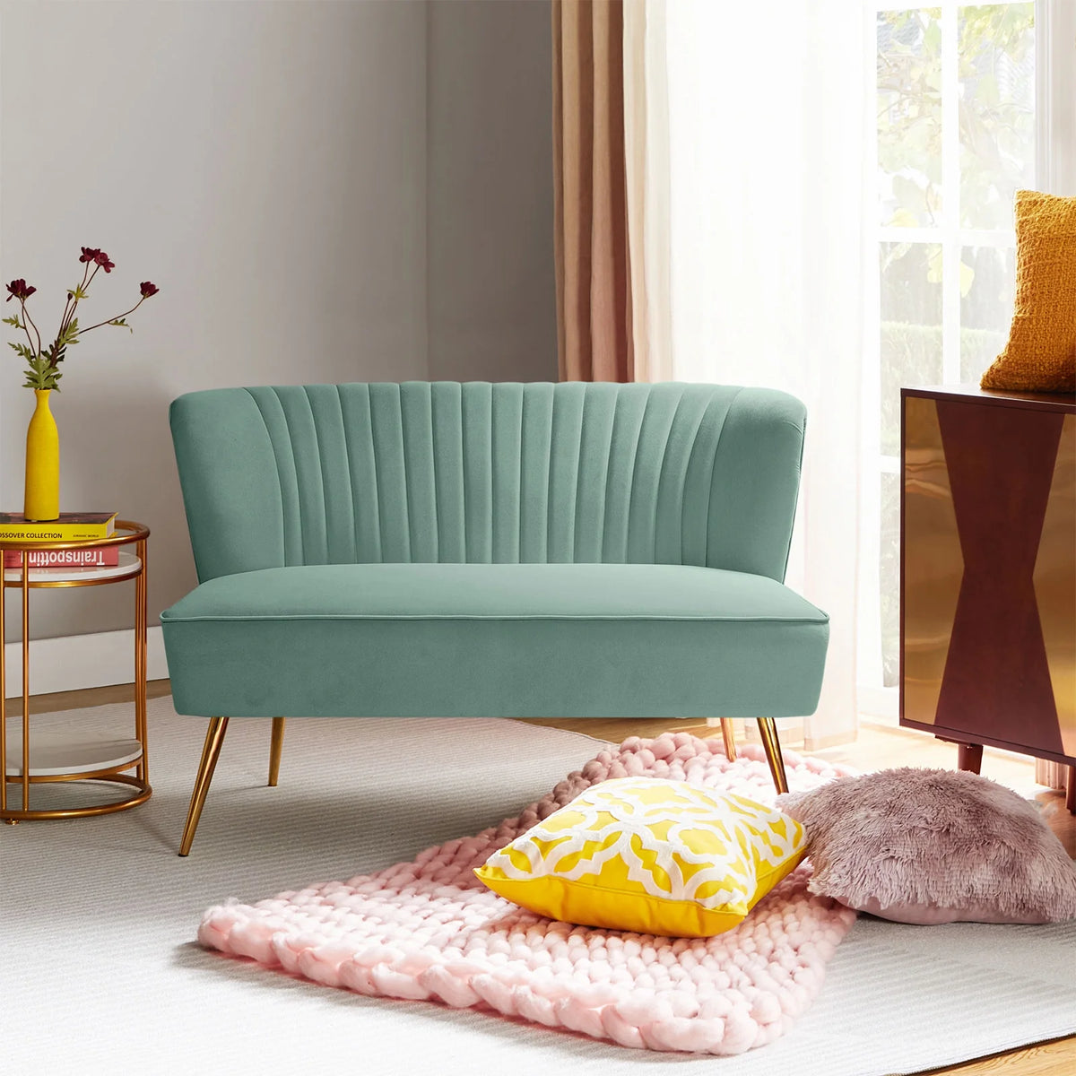 Velvet Sofa Loveseat Upholstered Tufted Back N7410