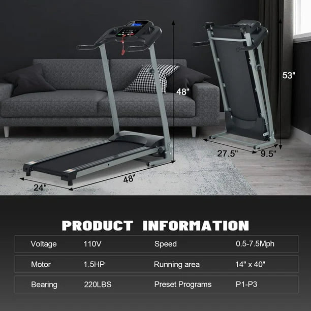 Foldable Incline Treadmill 230 LB Capacity N1997