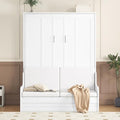 Queen Size White Wooden Murphy Bed with Sofa and Cushion A5668