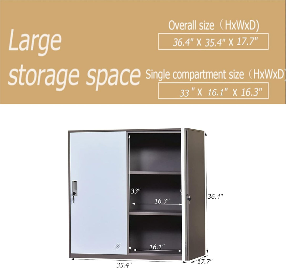 White Metal Storage Cabinet with Lock and Doors P519106
