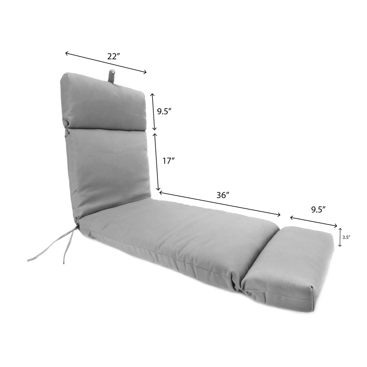 Almond Green Leaves Rectangular Outdoor Chaise Lounge Cushion with Ties V8420