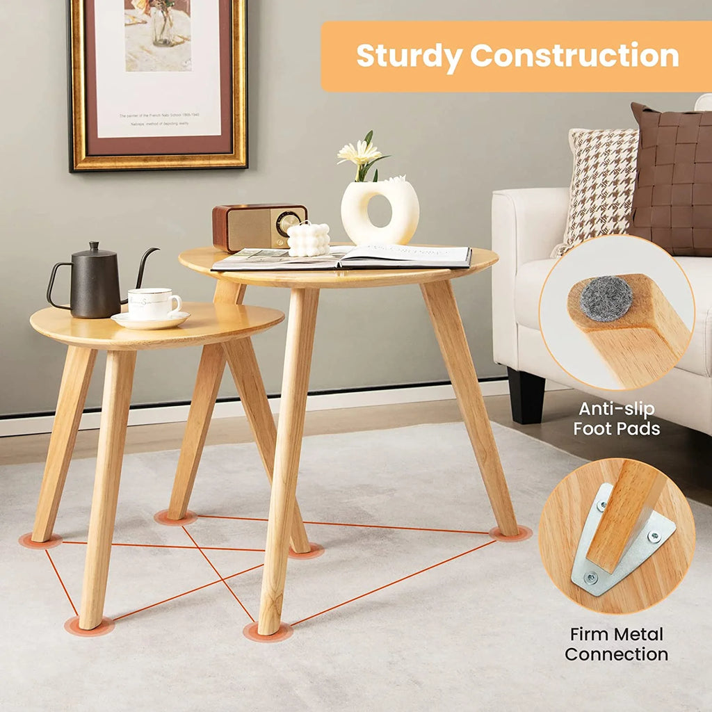 Set of 2 Oval Wood Nesting Coffee Tables C11171