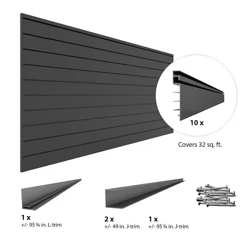 PVC Slatwall 8 ft. x 4 ft. Charcoal H83062