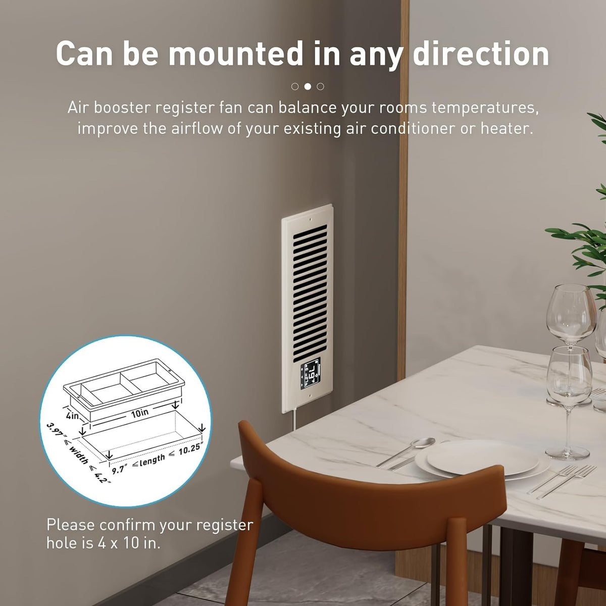Smart Vent & Quiet Air Booster Register Fan with Humidity Sensor V631