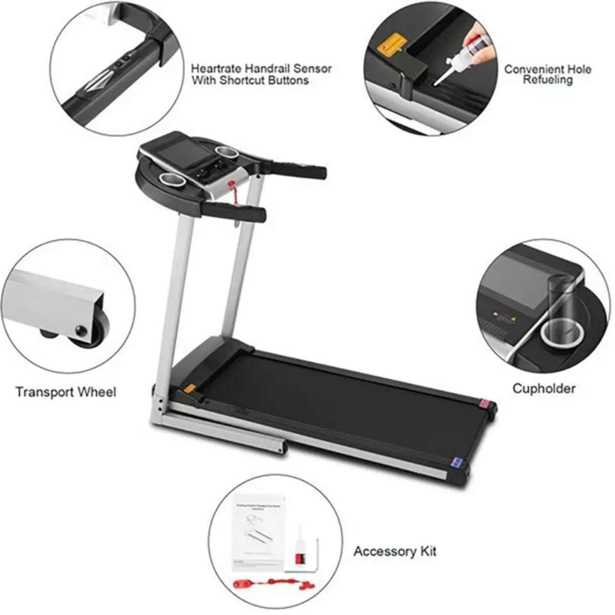 Silver Treadmill with 10 HD Touchscreen and 36 Preset Programs F4743