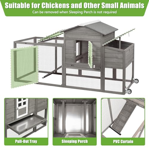 Wooden Chicken Coop Cage with Nesting Box, Waterproof Roof, Removable Tray E445799
