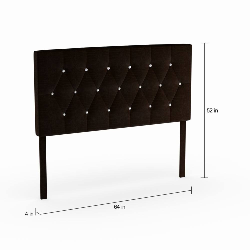 Black Faux Leather Button-Tufted Headboard W265
