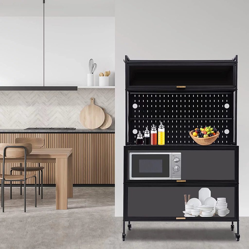 5 Tier 3 Door Metal Storage Cabinet with Wheels O486442