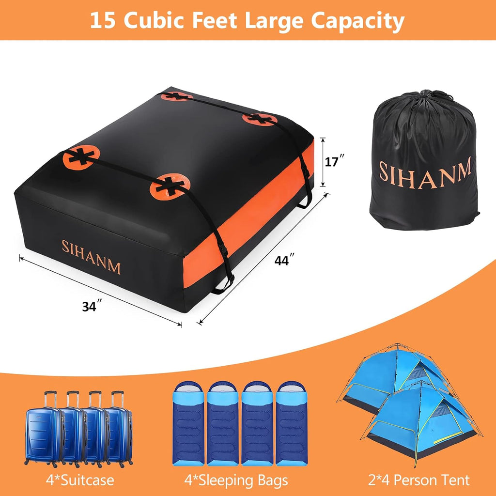 Heavy Duty Waterproof Roof Cargo Carrier with Anti-Slip Mat, 15Cu.ft. E605