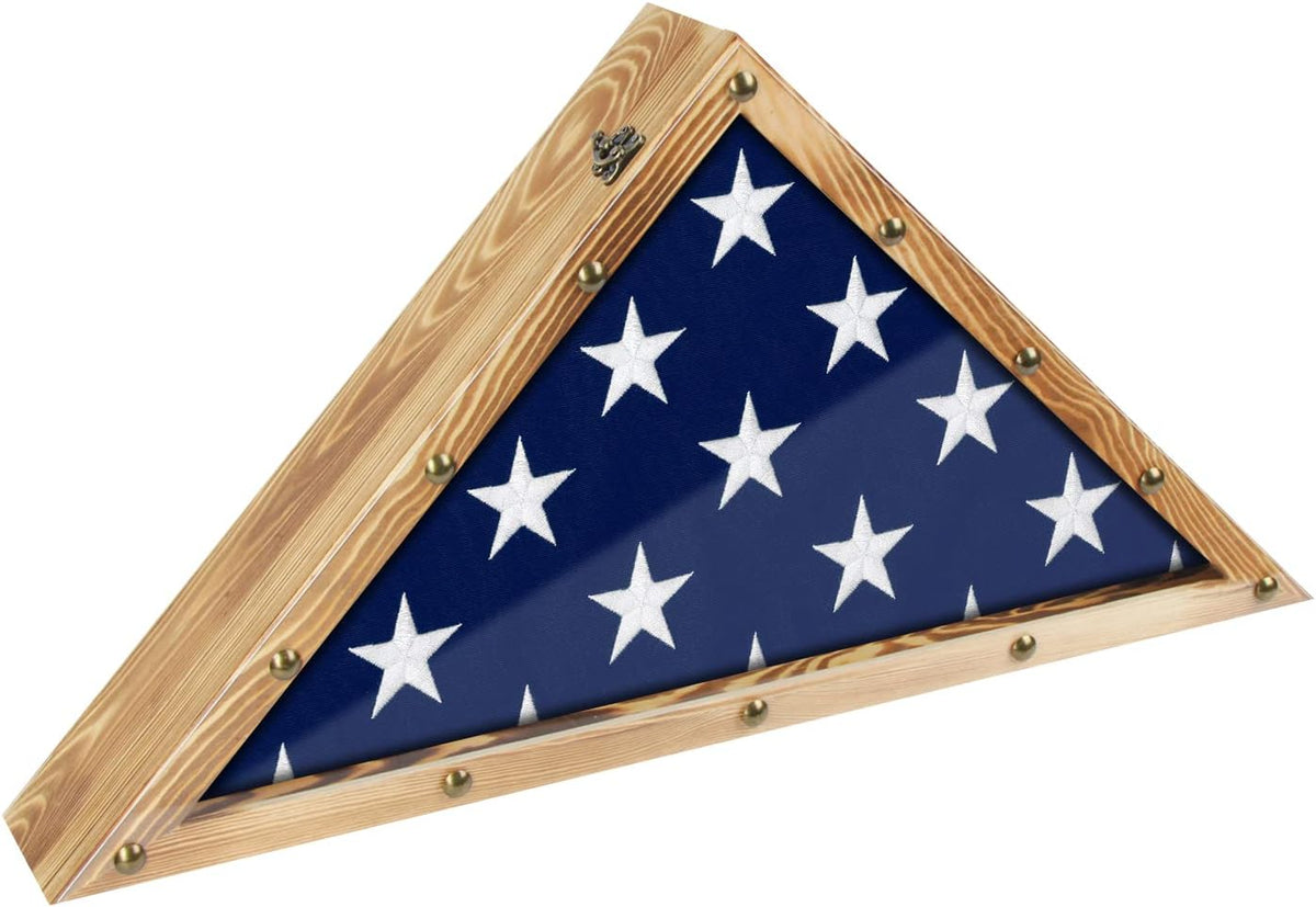 Rustic Wood Flag Display Case Triangle Shadow Box Y7694
