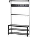 Black Freestanding Coat Rack with Storage F51881