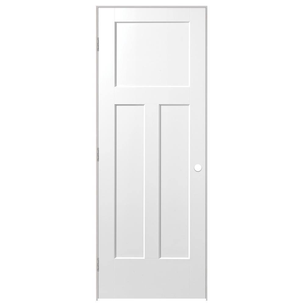 30 in. x 80 in. 3-Panel Right-Handed Solid-Core Primed Composite Single Prehung Interior Door Y984843