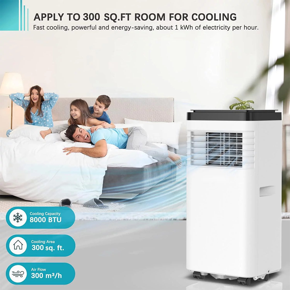 8,000 BTU White Portable Air Conditioner M39324