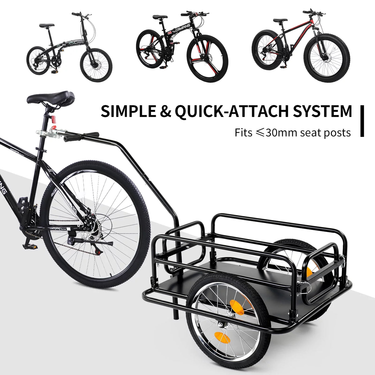 Foldable Bike Cargo Trailer with 16 Wheels, Black G25090