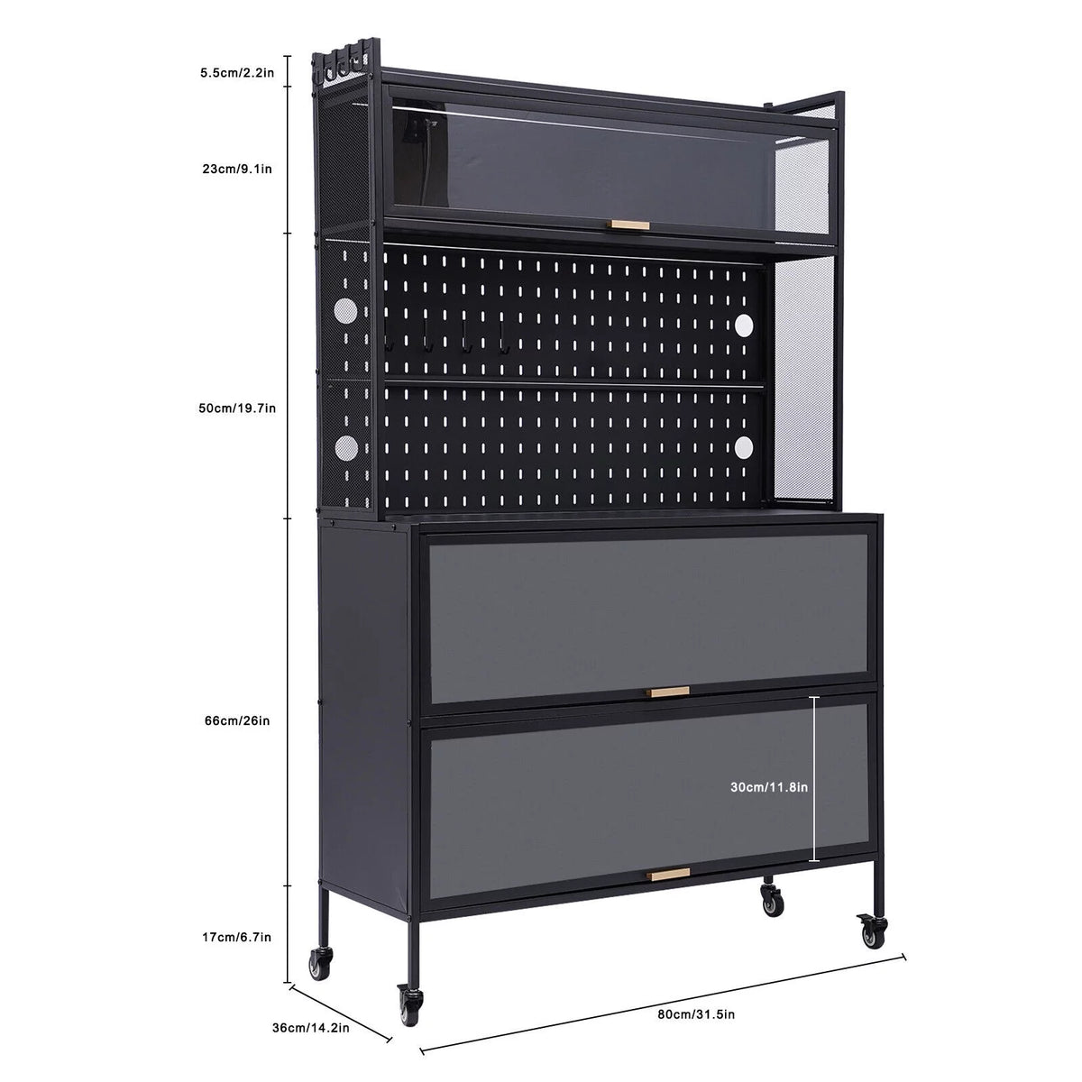 5 Tier 3 Door Metal Storage Cabinet with Wheels O486442
