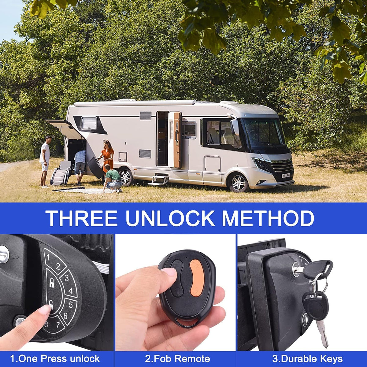 RV Keyless Entry Door Lock with 2 Key Fobs and Backlit Keypad F808698