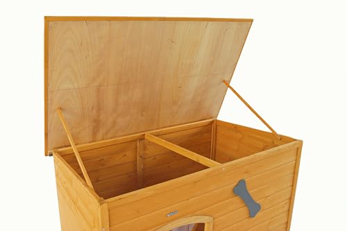 Natural Wooden Doghouse with Elevated Floor S7034