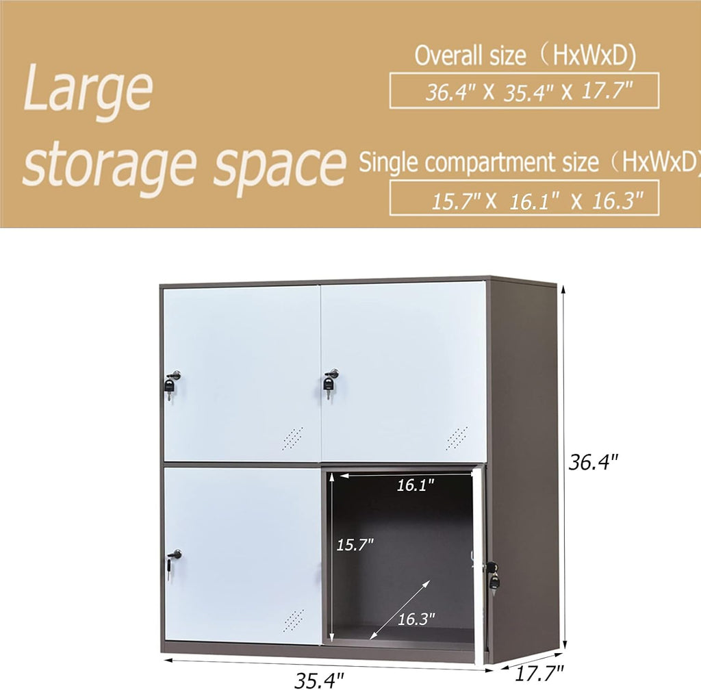 White Metal Storage Cabinet with Lock and Doors P519106