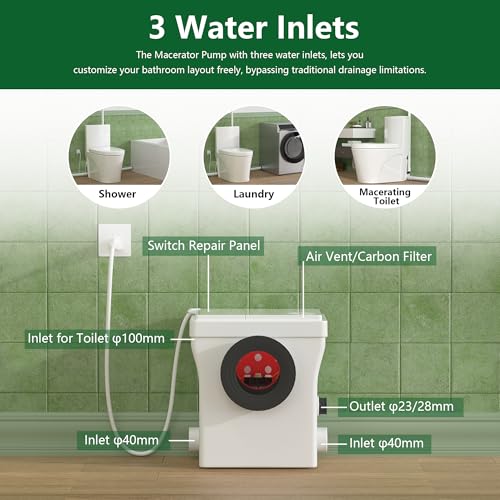 600W Macerating Toilet System with One Piece Toilet Bowl P714324