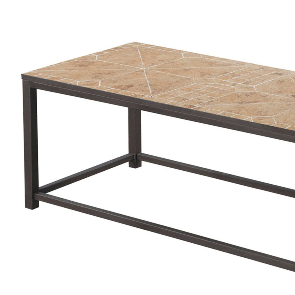 Taupe Black Particle Board Metal 2pcs Nesting Table Set V89805