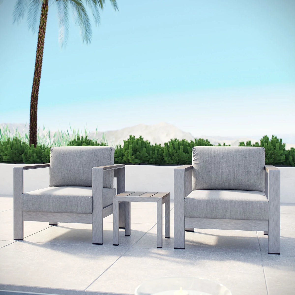 Grey Aluminum 3 Pc Sectional Sofa Set T901583