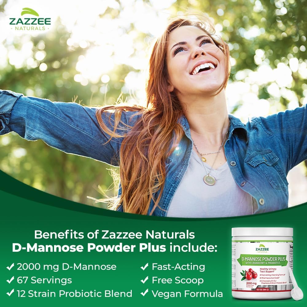 2000 mg D-Mannose Powder Plus with Probiotics and Cranberry Extract, 6.5 Oz, 67 Servings U40533