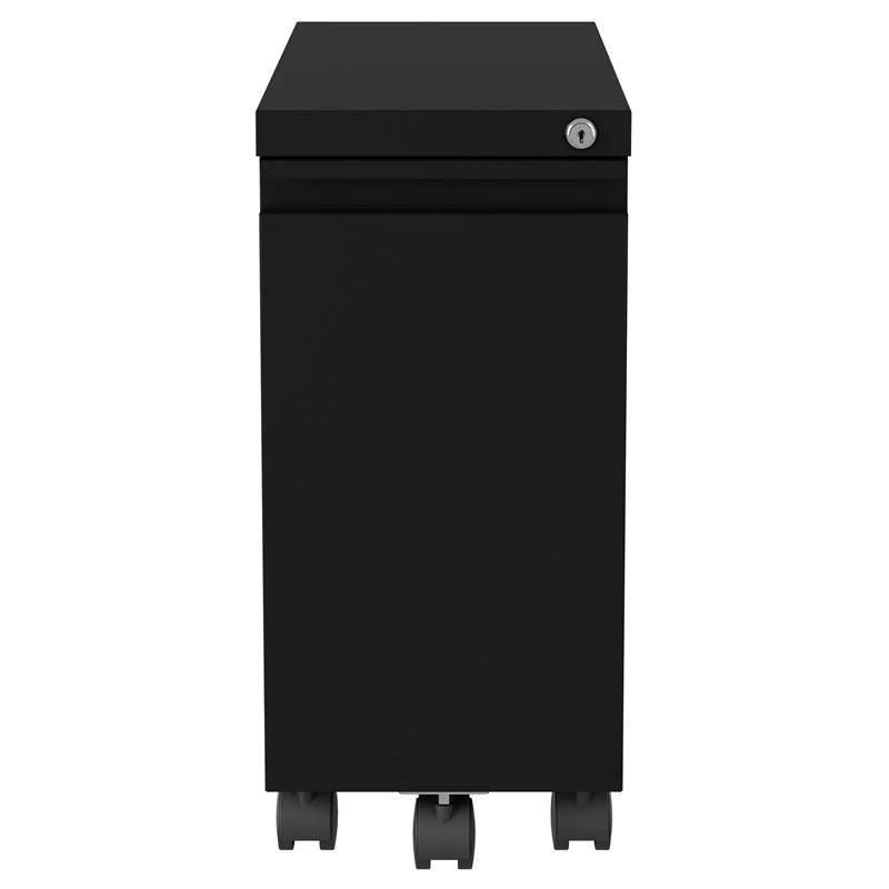 2 Piece Mobile Filing Cabinet Set with 2 Hidden Drawer in Black W491
