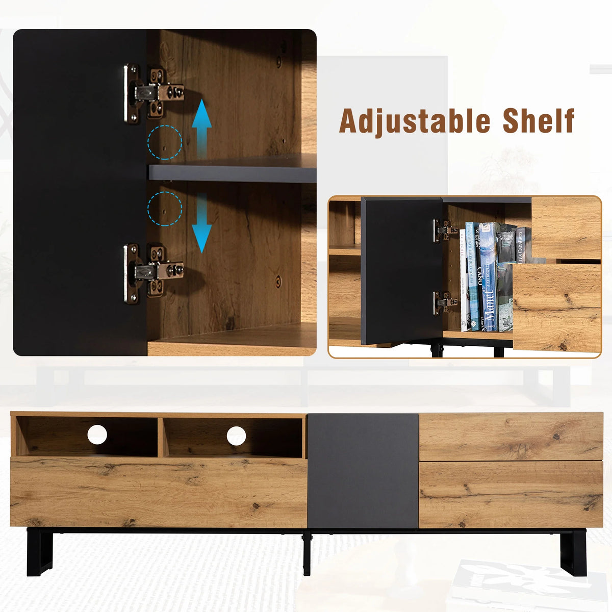 Modern TV Stand with Double Storage Space H6097