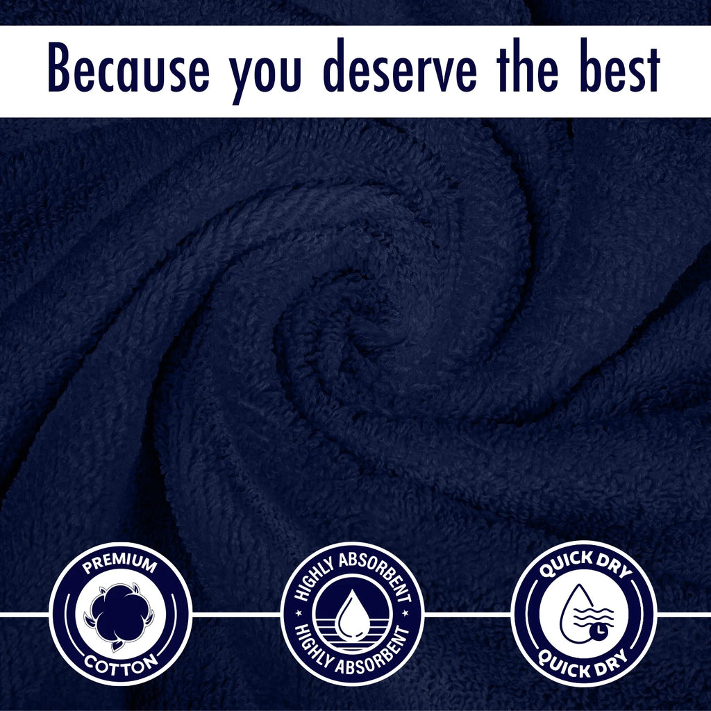 Navy Blue 8 Pack 600 GSM Bath Towels Set X9443