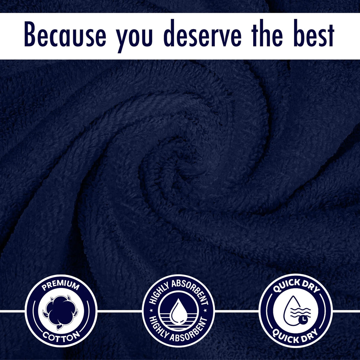 Navy Blue 8 Pack 600 GSM Bath Towels Set X9443
