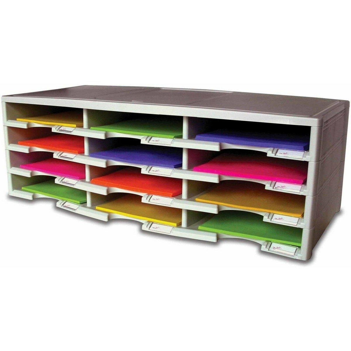 12-Compartment Literature Organizer, Gray K3956