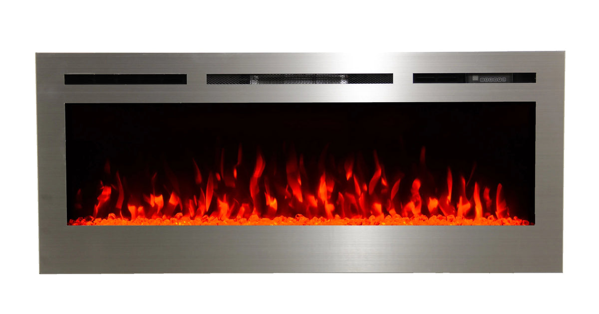 50" Stainless Steel Electric Fireplace F7864
