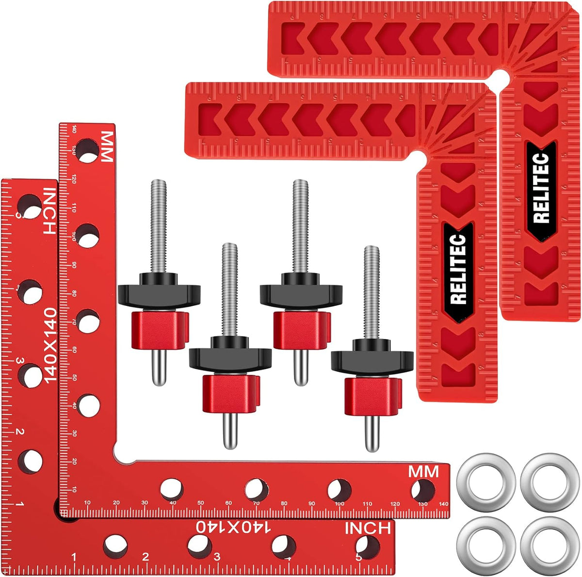 90 Degree Corner Clamp for Woodworking, 2 Aluminum Alloy Positioning Squares K74419