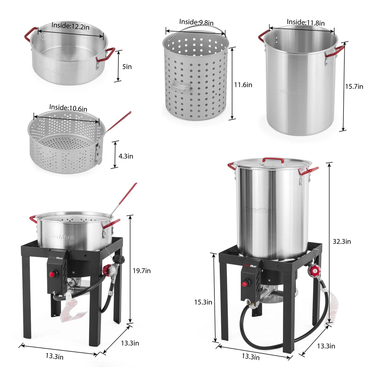 30 QT Turkey Fryer with Basket and Burner Set G490936