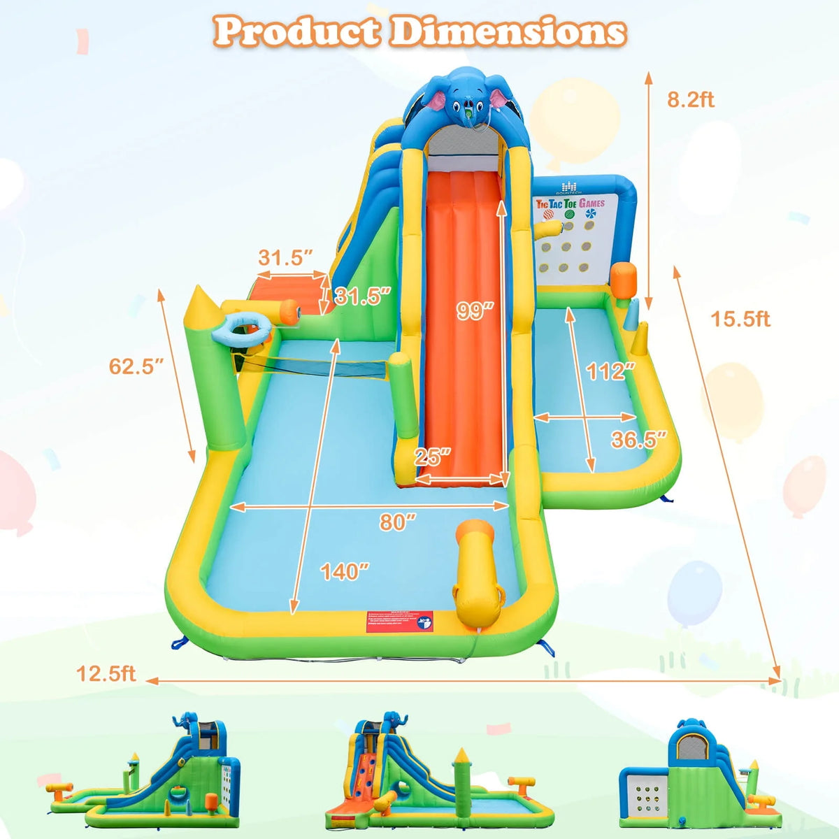 Inflatable Water Slide with 950W Blower J2635