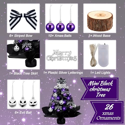 18 Inch Mini Black Christmas Tree Set with Lights Z374977