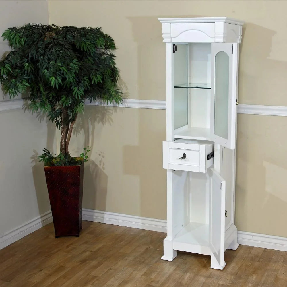White Wood Linen Cabinet Y49624