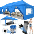 10X30ft Heavy Duty Pop Up Canopy Tent with 8 Sidewalls Blue R233095