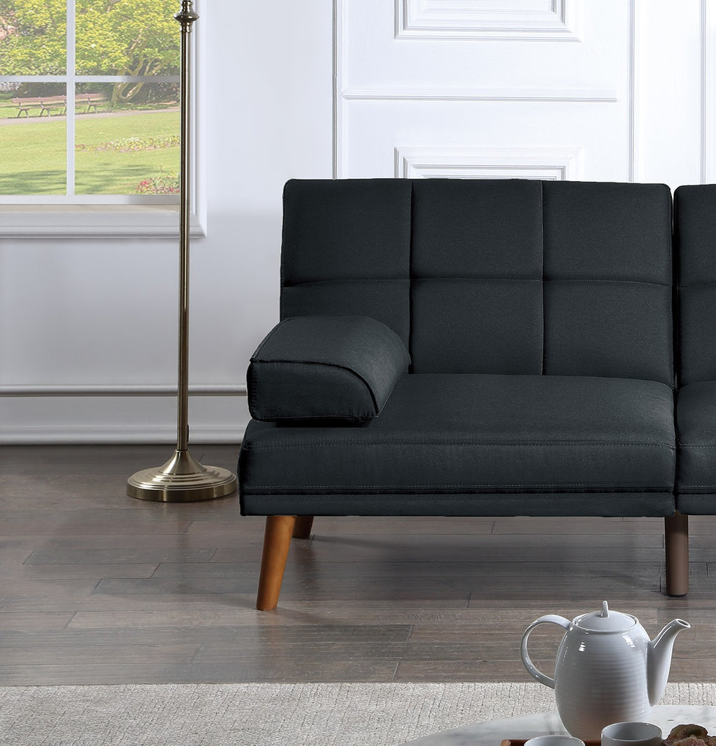 Black Polyfiber Convertible Sofa Bed C38723