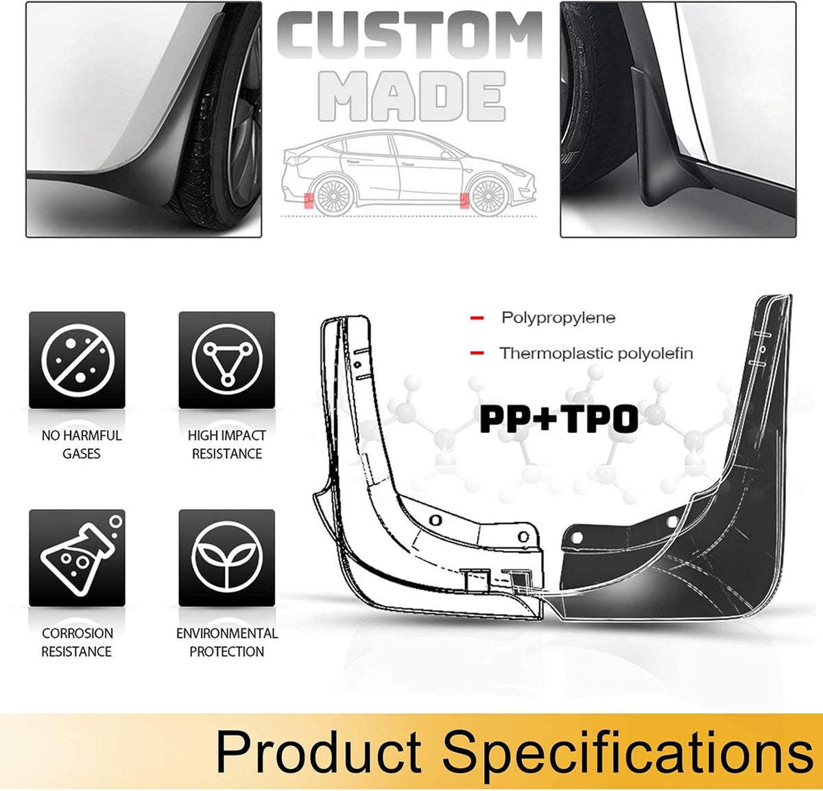 Set of 4 Mud Flaps Splash Guards for Toyota Sienna U69780