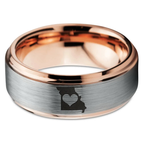 18k Rose Gold Tungsten Band Ring V912